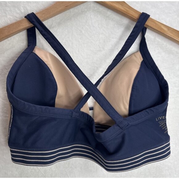 Lively Active Cross Back Women's Navy Blue and Cream Sports Bra Size Medium - Picture 8 of 9